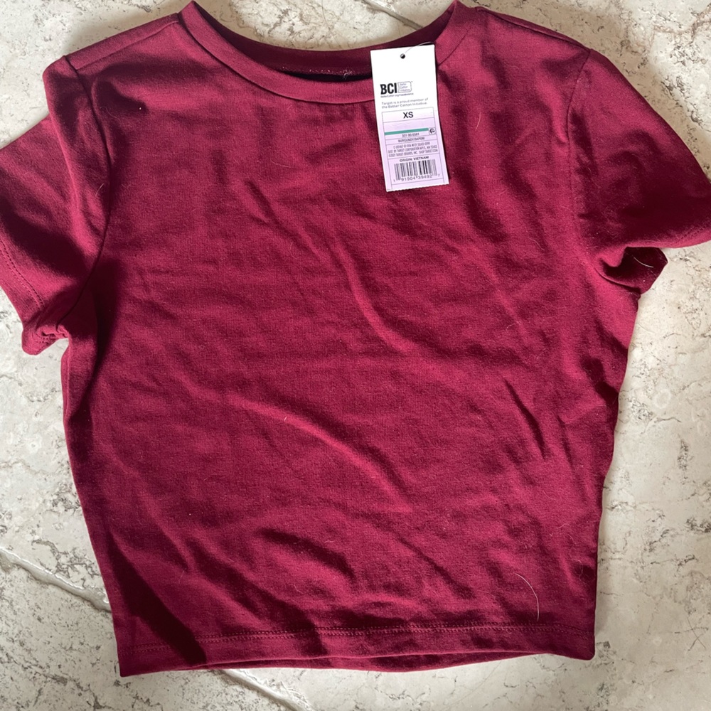 Target BCI maroon short sleeve crop top - runs small.